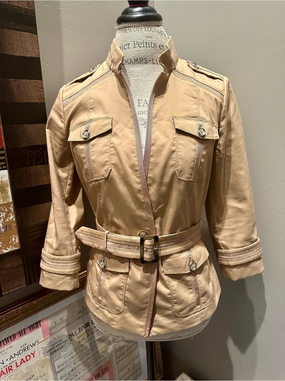 WHBM Tan Belted Utility Jacket EUC